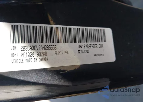 2010 Dodge Charger Sxt из США, поврежденный, VIN 2B3CA3CV2AH285558